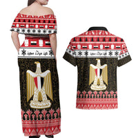 Egypt Christmas Couples Matching Off Shoulder Maxi Dress and Hawaiian Shirt Coat Of Arms Eid Milad Majid LT15
