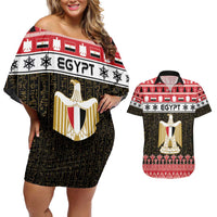 Egypt Christmas Couples Matching Off Shoulder Short Dress and Hawaiian Shirt Coat Of Arms Eid Milad Majid LT15