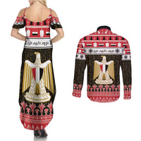 Egypt Christmas Couples Matching Summer Maxi Dress and Long Sleeve Button Shirt Coat Of Arms Eid Milad Majid - Wonder Print Shop