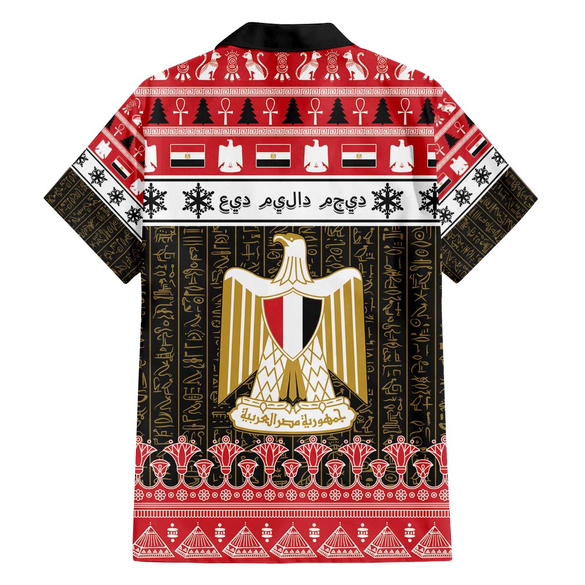 Egypt Christmas Family Matching Off The Shoulder Long Sleeve Dress and Hawaiian Shirt Coat Of Arms Eid Milad Majid - Wonder Print Shop