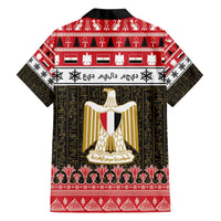Egypt Christmas Family Matching Off The Shoulder Long Sleeve Dress and Hawaiian Shirt Coat Of Arms Eid Milad Majid - Wonder Print Shop