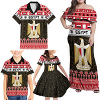 Egypt Christmas Family Matching Off Shoulder Maxi Dress and Hawaiian Shirt Coat Of Arms Eid Milad Majid - Wonder Print Shop