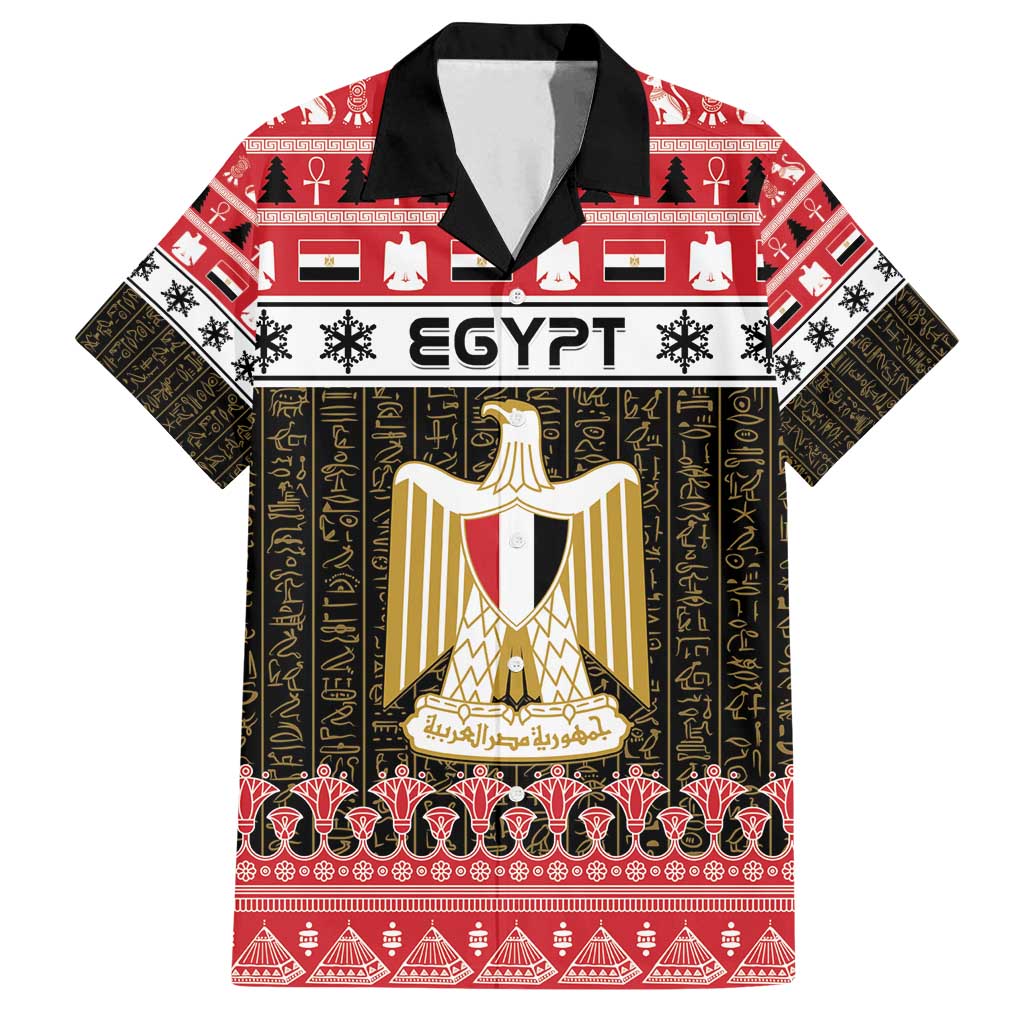 Egypt Christmas Family Matching Off Shoulder Short Dress and Hawaiian Shirt Coat Of Arms Eid Milad Majid - Wonder Print Shop
