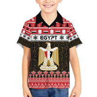 Egypt Christmas Family Matching Off Shoulder Short Dress and Hawaiian Shirt Coat Of Arms Eid Milad Majid - Wonder Print Shop