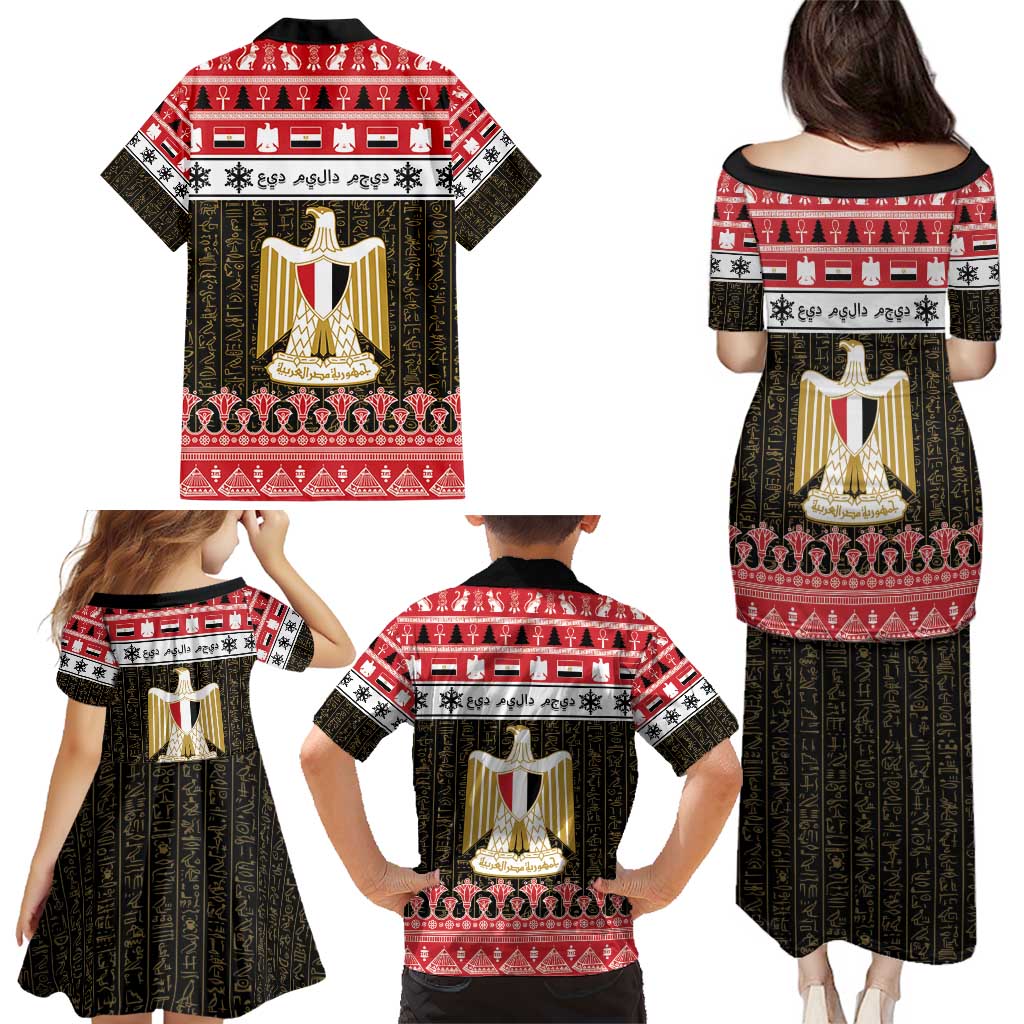 Egypt Christmas Family Matching Puletasi and Hawaiian Shirt Coat Of Arms Eid Milad Majid - Wonder Print Shop