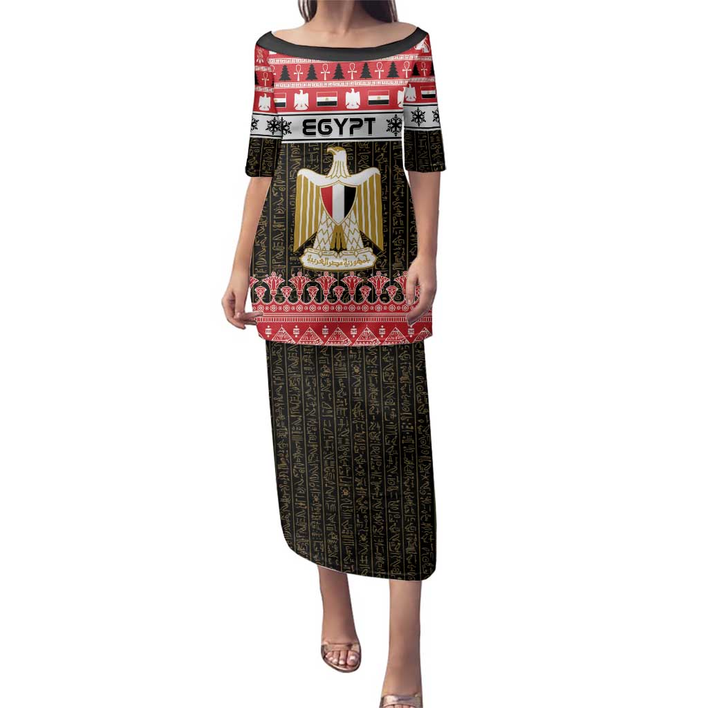 Egypt Christmas Family Matching Puletasi and Hawaiian Shirt Coat Of Arms Eid Milad Majid - Wonder Print Shop