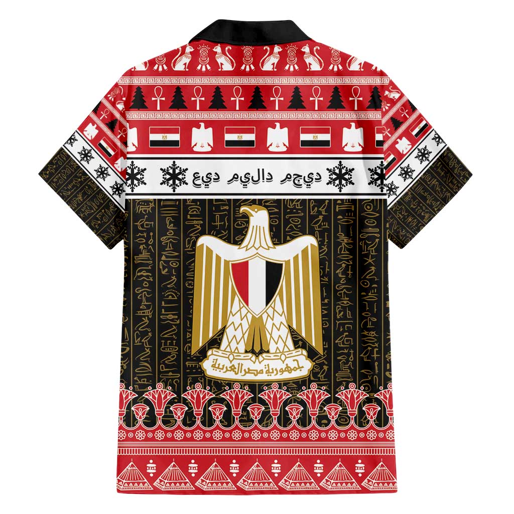 Egypt Christmas Family Matching Short Sleeve Bodycon Dress and Hawaiian Shirt Coat Of Arms Eid Milad Majid - Wonder Print Shop