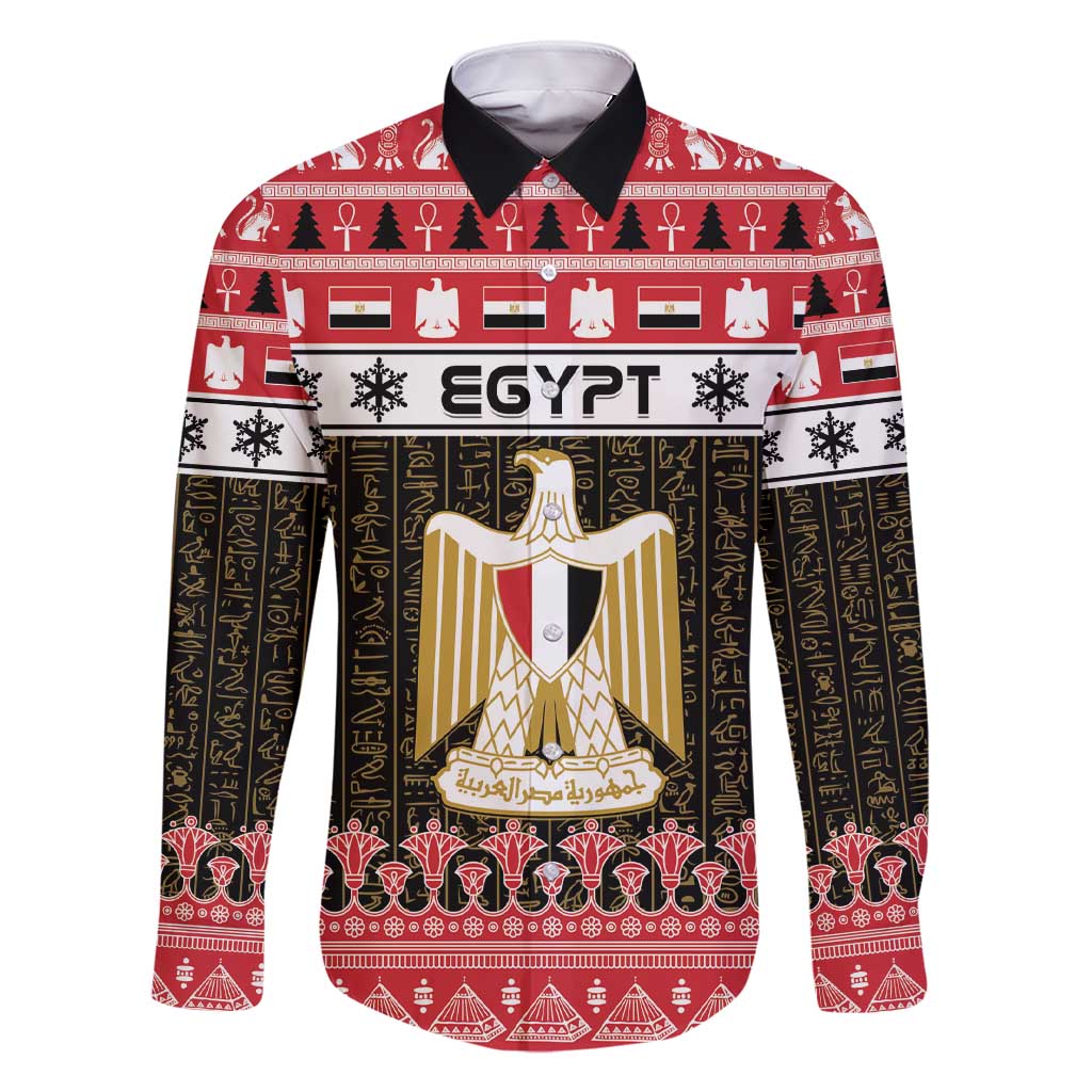 Egypt Christmas Family Matching Short Sleeve Bodycon Dress and Hawaiian Shirt Coat Of Arms Eid Milad Majid - Wonder Print Shop