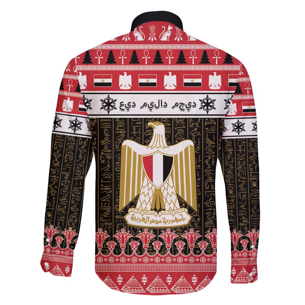 Egypt Christmas Family Matching Short Sleeve Bodycon Dress and Hawaiian Shirt Coat Of Arms Eid Milad Majid - Wonder Print Shop