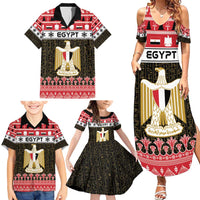 Egypt Christmas Family Matching Summer Maxi Dress and Hawaiian Shirt Coat Of Arms Eid Milad Majid - Wonder Print Shop