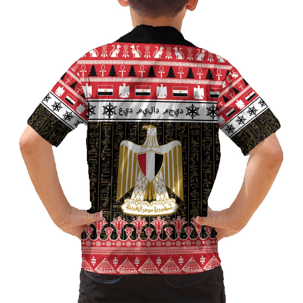 Egypt Christmas Family Matching Tank Maxi Dress and Hawaiian Shirt Coat Of Arms Eid Milad Majid - Wonder Print Shop