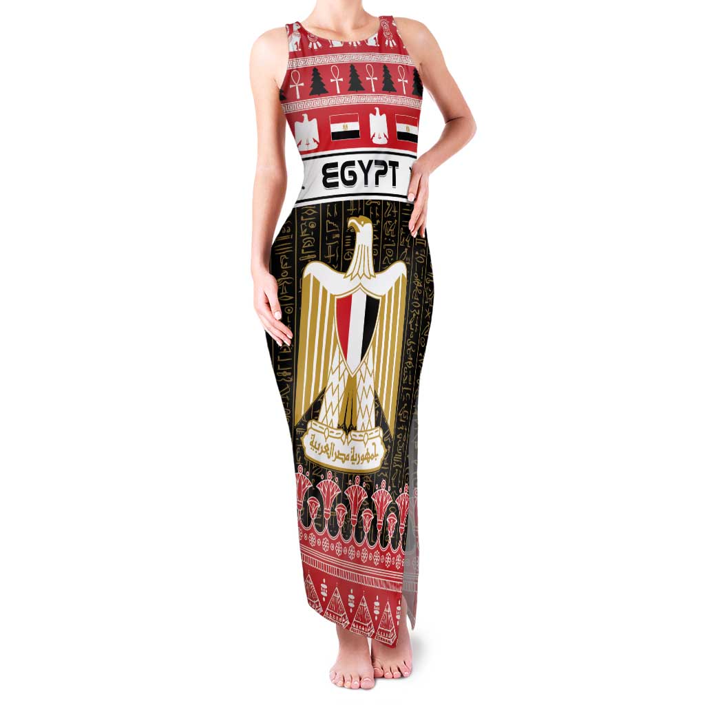 Egypt Christmas Family Matching Tank Maxi Dress and Hawaiian Shirt Coat Of Arms Eid Milad Majid - Wonder Print Shop