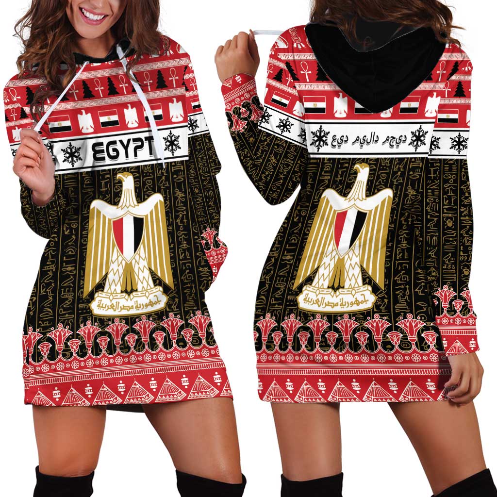 Egypt Christmas Hoodie Dress Coat Of Arms Eid Milad Majid - Wonder Print Shop