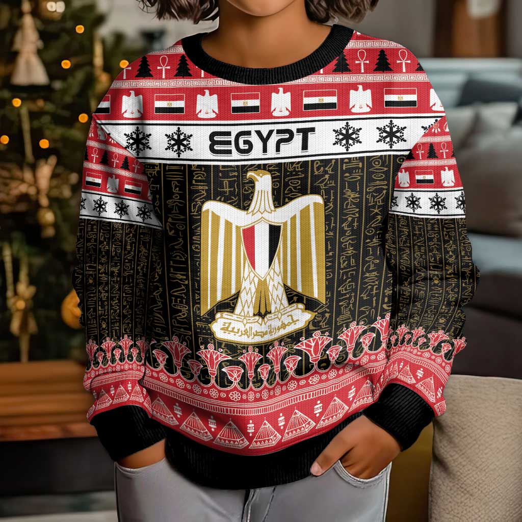 Egypt Christmas Kid Ugly Christmas Sweater Coat Of Arms Eid Milad Majid - Wonder Print Shop