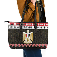 Egypt Christmas Leather Tote Bag Coat Of Arms Eid Milad Majid - Wonder Print Shop