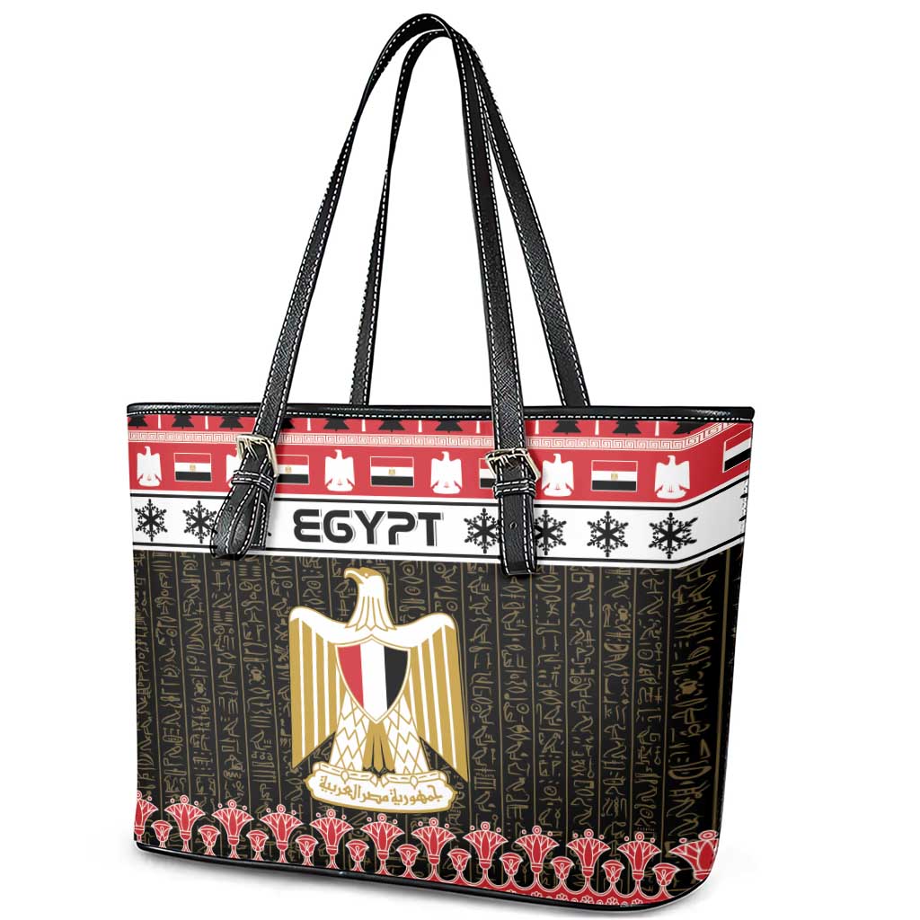 Egypt Christmas Leather Tote Bag Coat Of Arms Eid Milad Majid - Wonder Print Shop