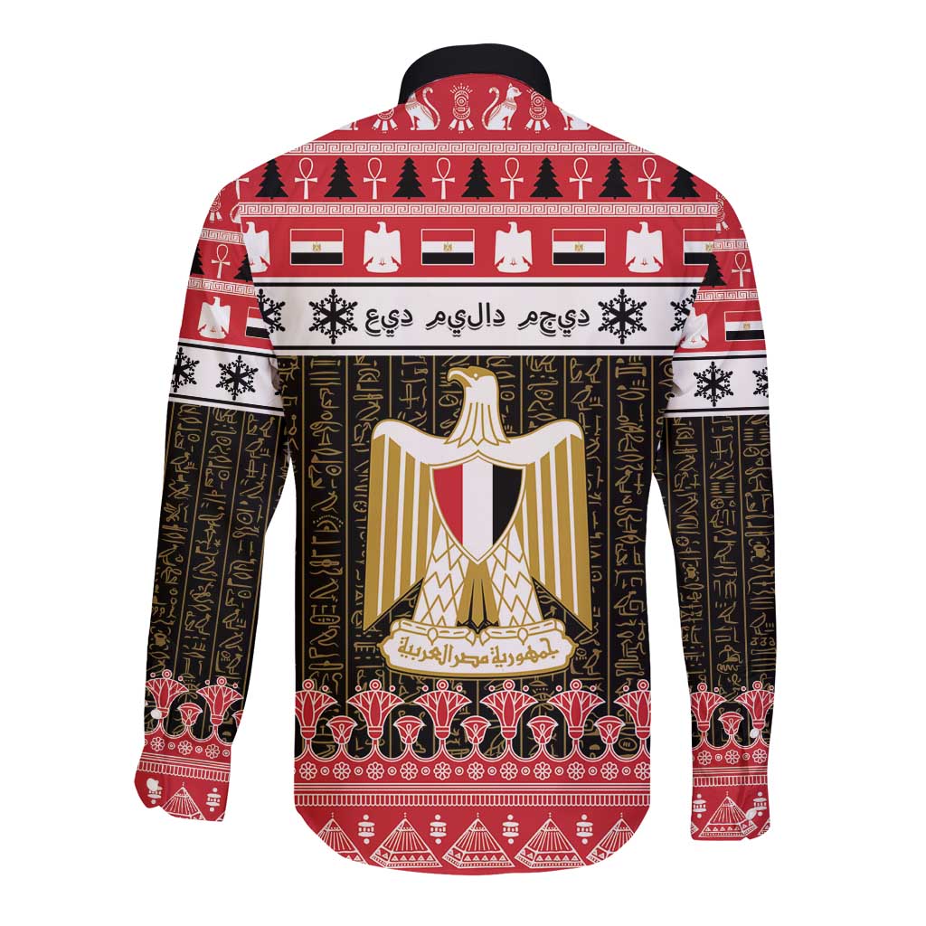 Egypt Christmas Long Sleeve Button Shirt Coat Of Arms Eid Milad Majid - Wonder Print Shop