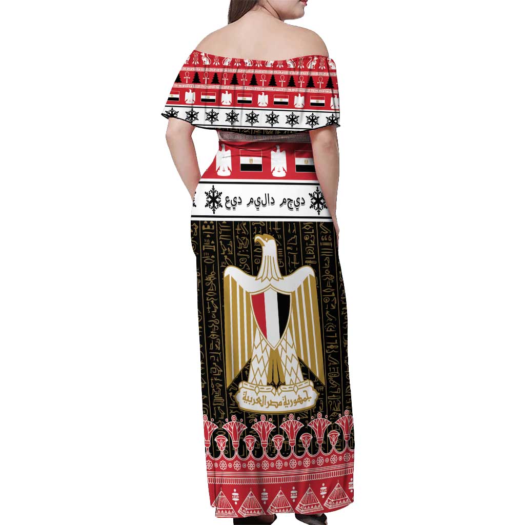 Egypt Christmas Off Shoulder Maxi Dress Coat Of Arms Eid Milad Majid - Wonder Print Shop