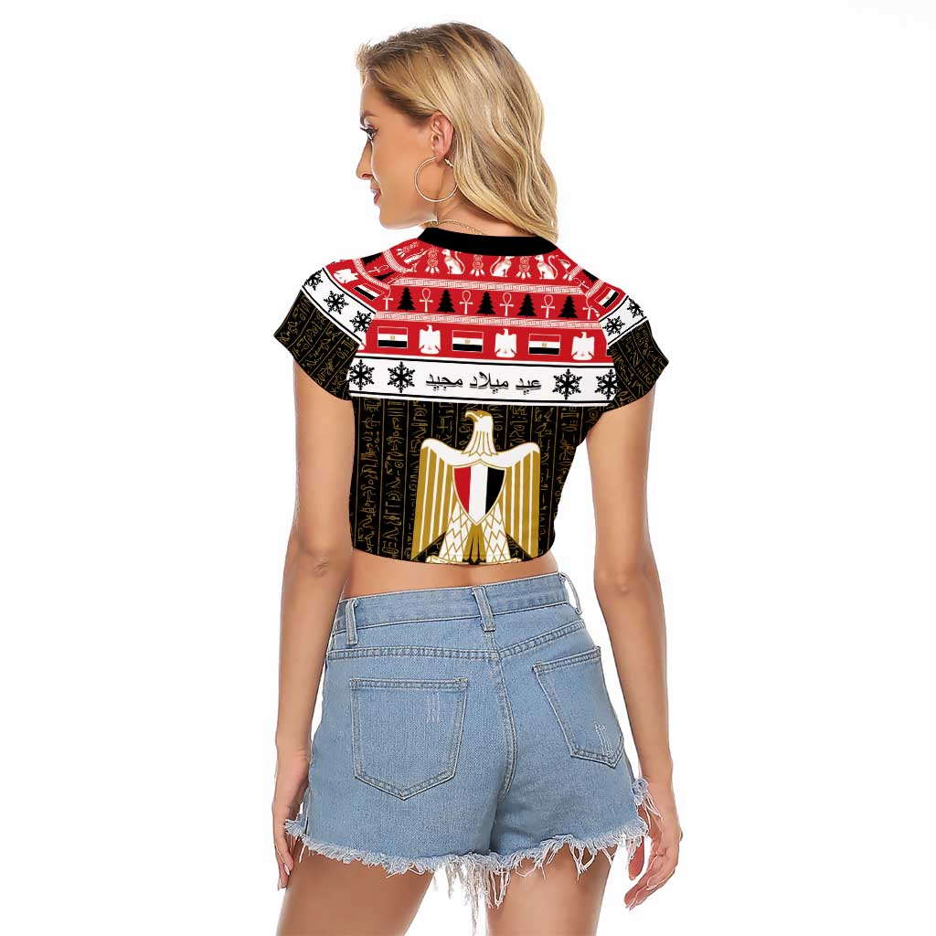 Egypt Christmas Raglan Cropped T Shirt Coat Of Arms Eid Milad Majid LT15