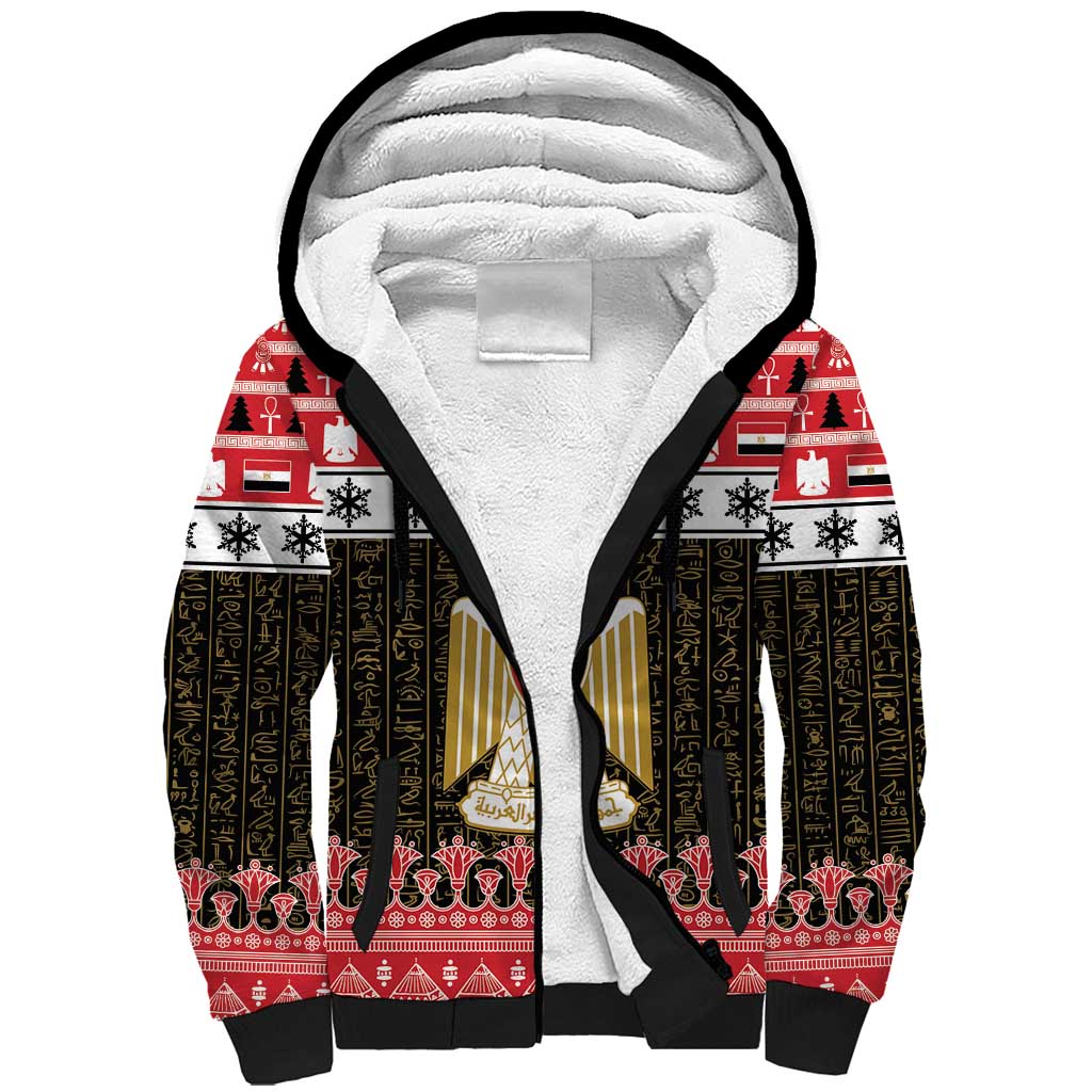 Egypt Christmas Sherpa Hoodie Coat Of Arms Eid Milad Majid - Wonder Print Shop