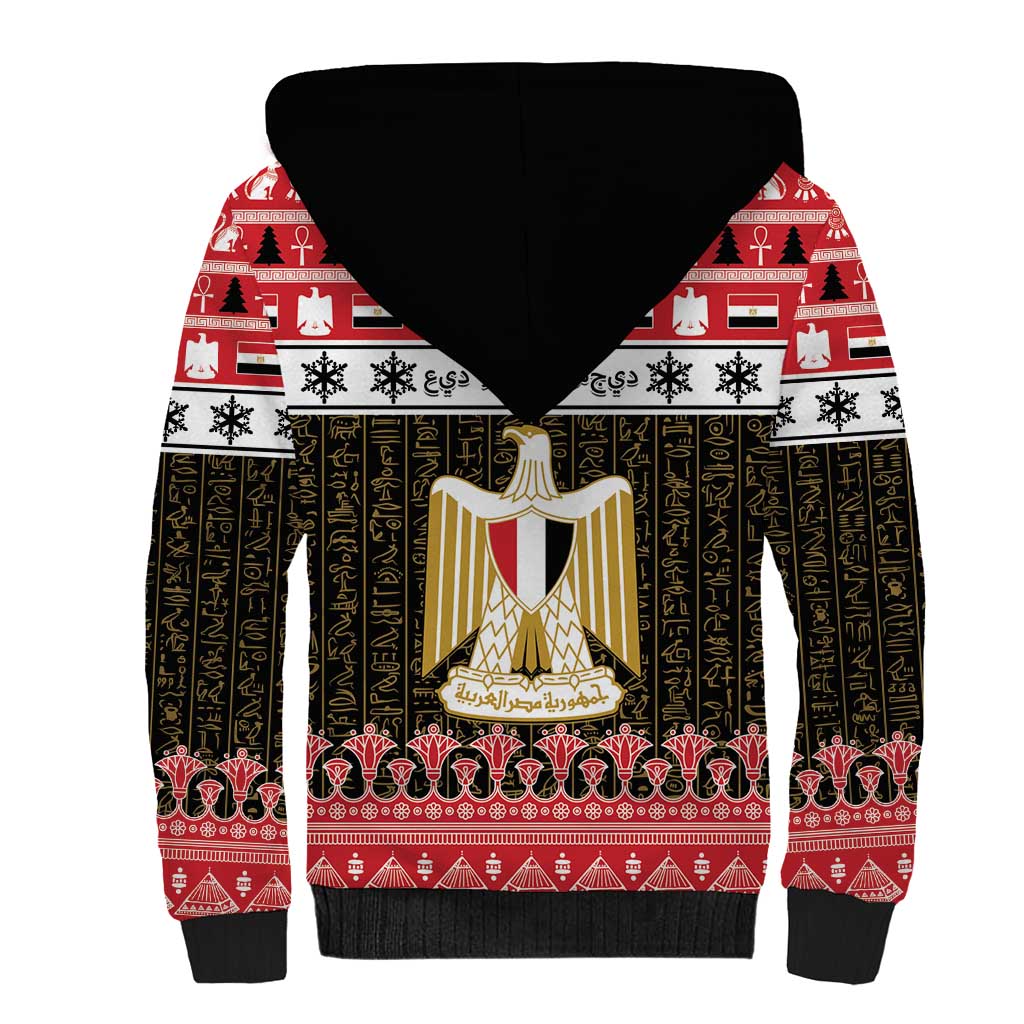 Egypt Christmas Sherpa Hoodie Coat Of Arms Eid Milad Majid - Wonder Print Shop