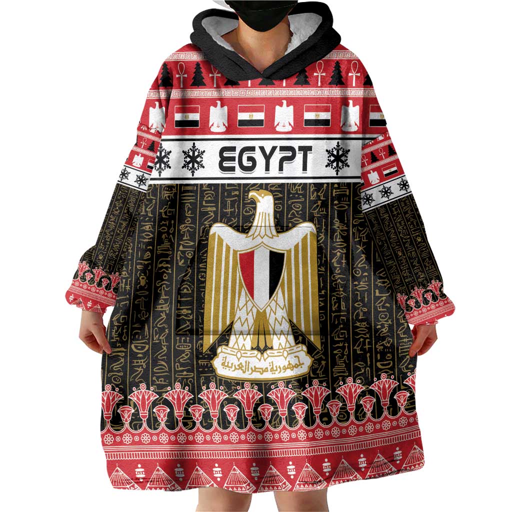 Egypt Christmas Wearable Blanket Hoodie Coat Of Arms Eid Milad Majid - Wonder Print Shop