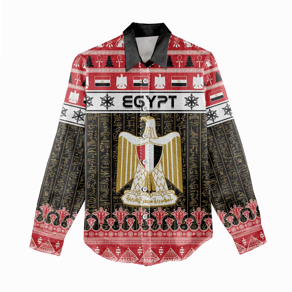 Egypt Christmas Women Casual Shirt Coat Of Arms Eid Milad Majid LT15