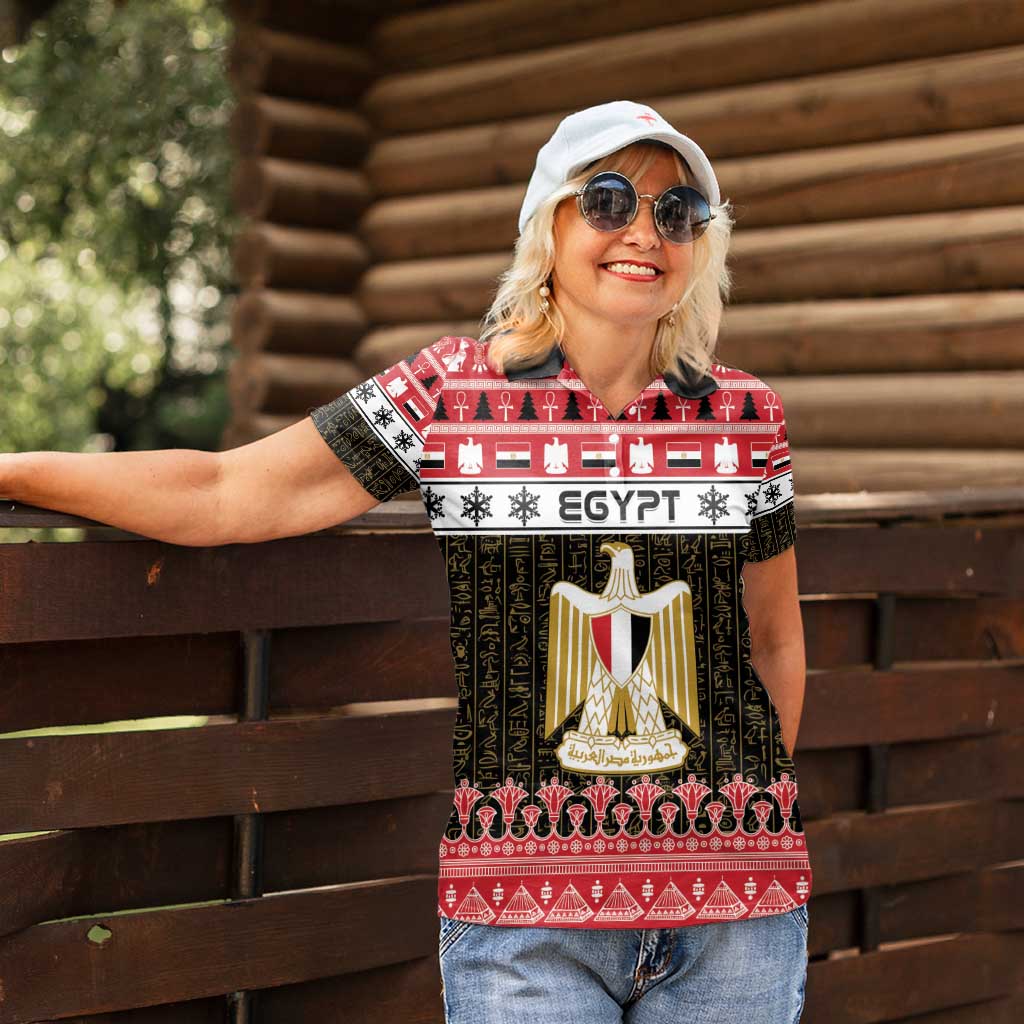 Egypt Christmas Women Polo Shirt Coat Of Arms Eid Milad Majid - Wonder Print Shop