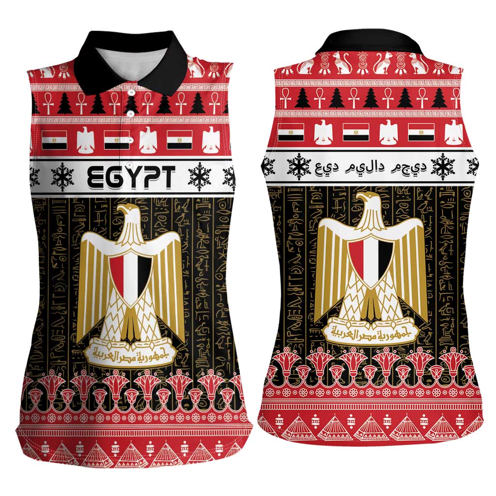 Egypt Christmas Women Sleeveless Polo Shirt Coat Of Arms Eid Milad Majid - Wonder Print Shop
