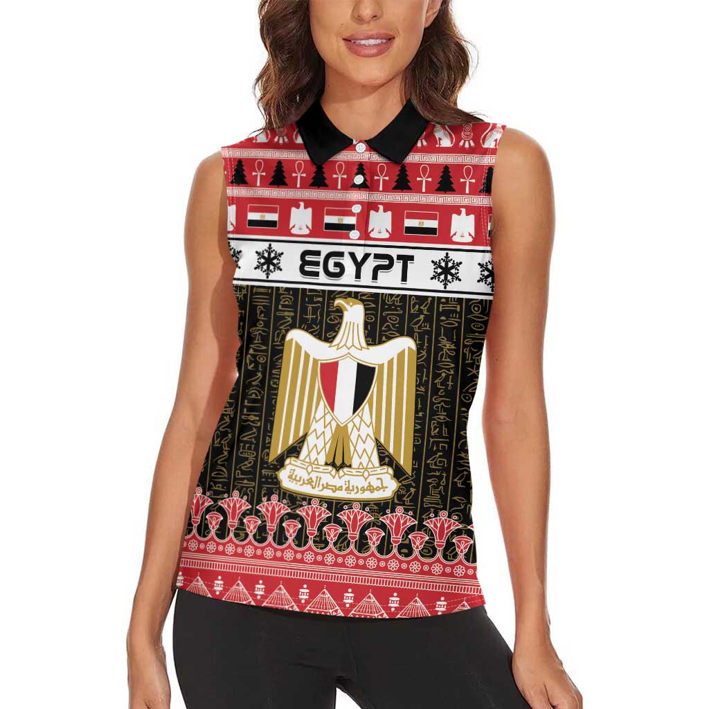 Egypt Christmas Women Sleeveless Polo Shirt Coat Of Arms Eid Milad Majid - Wonder Print Shop