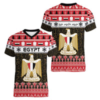 Egypt Christmas Women V-Neck T-Shirt Coat Of Arms Eid Milad Majid - Wonder Print Shop
