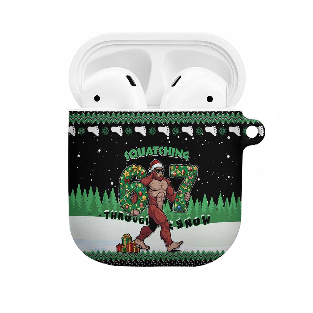 Funny Bigfoot 67 Six Seven Christmas AirPods Case Squatching Through The Snow - Wonder Print Shop