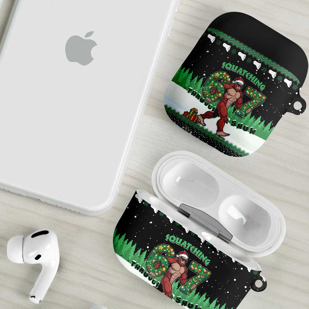 Funny Bigfoot 67 Six Seven Christmas AirPods Case Squatching Through The Snow - Wonder Print Shop