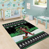Funny Bigfoot 67 Six Seven Christmas Area Rug Squatching Through The Snow - Wonder Print Shop