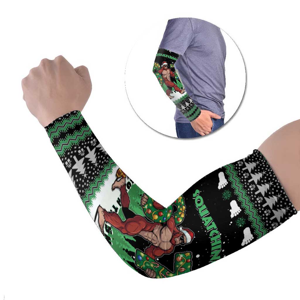 Funny Bigfoot 67 Six Seven Christmas Arm Sleeves Squatching Through The Snow - Wonder Print Shop