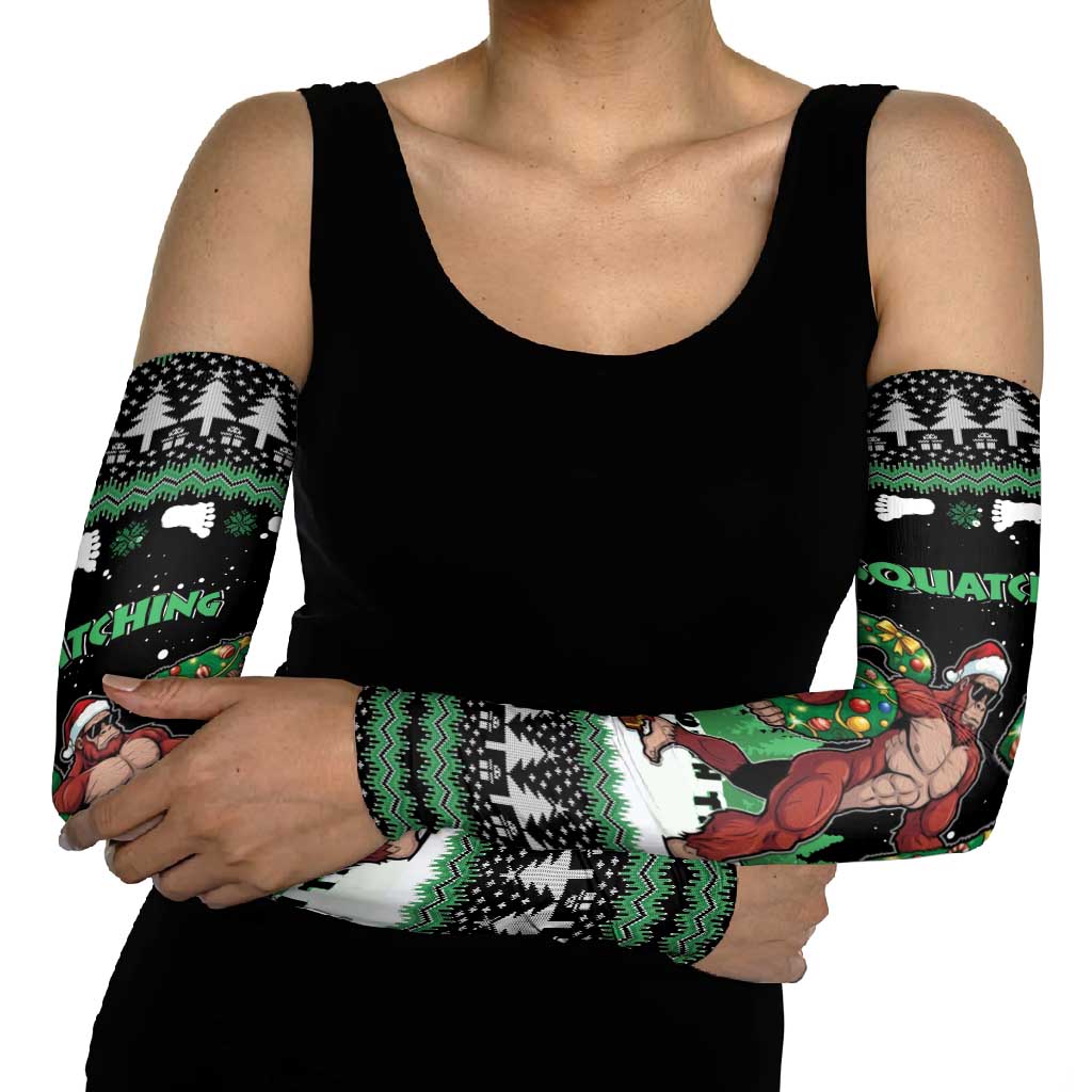Funny Bigfoot 67 Six Seven Christmas Arm Sleeves Squatching Through The Snow - Wonder Print Shop