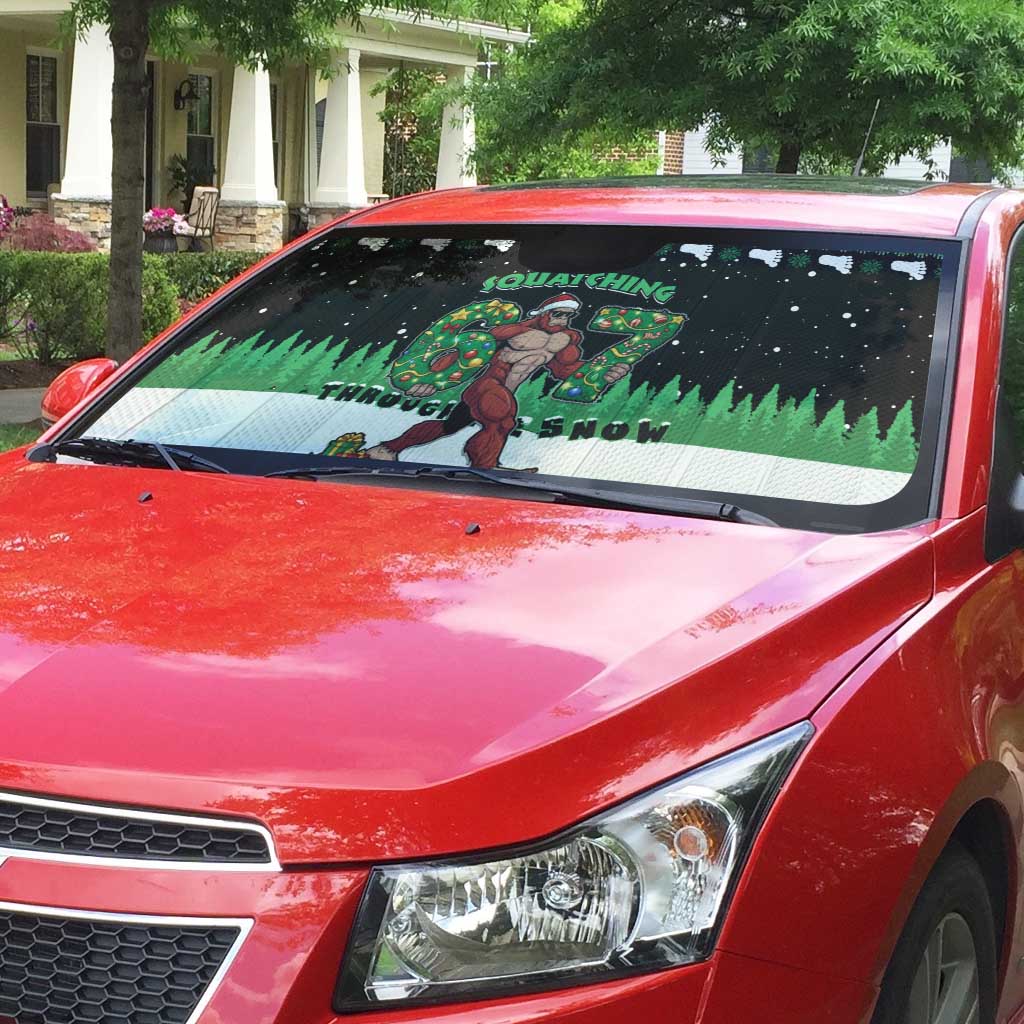 Funny Bigfoot 67 Six Seven Christmas Auto Sun Shade Squatching Through The Snow - Wonder Print Shop