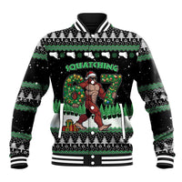 Funny Bigfoot 67 Six Seven Christmas Baseball Jacket Squatching Through The Snow - Wonder Print Shop
