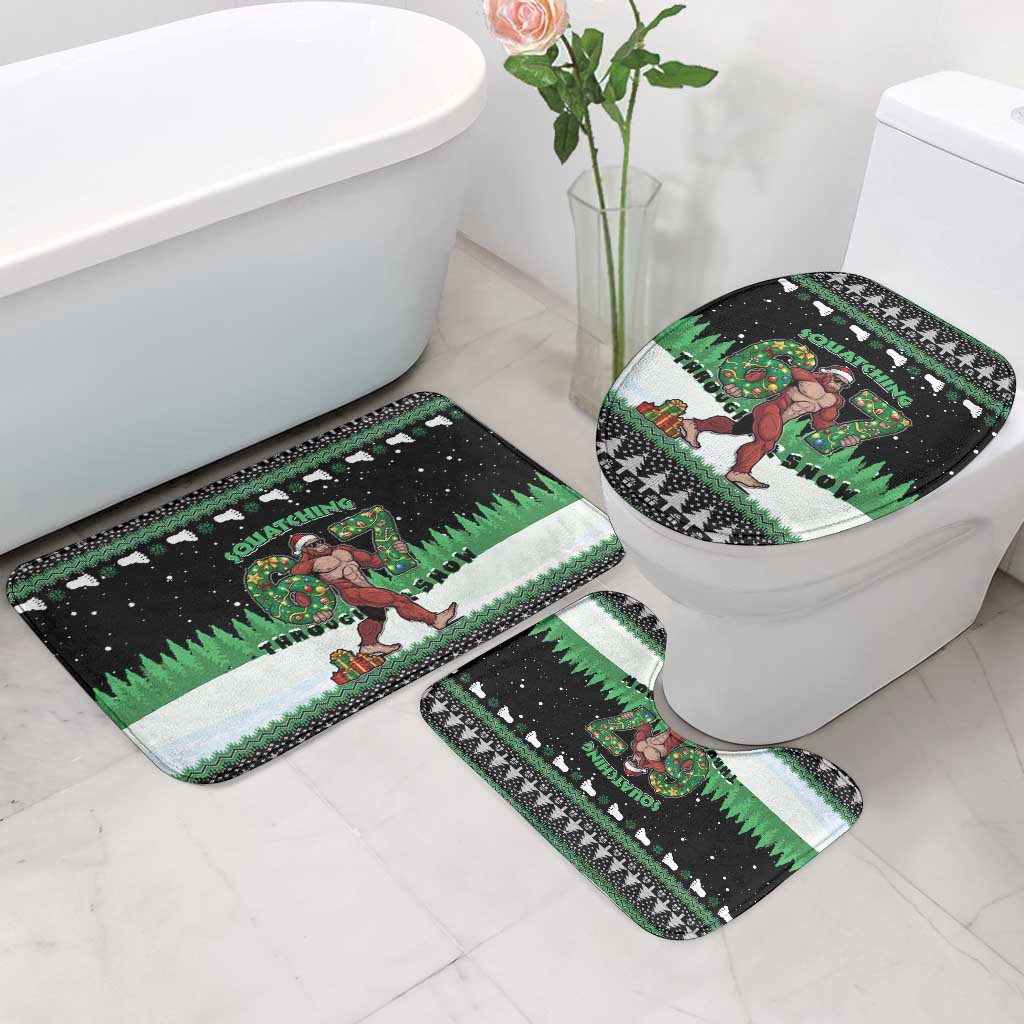 Funny Bigfoot 67 Six Seven Christmas Bathroom Set Squatching Through The Snow - Wonder Print Shop