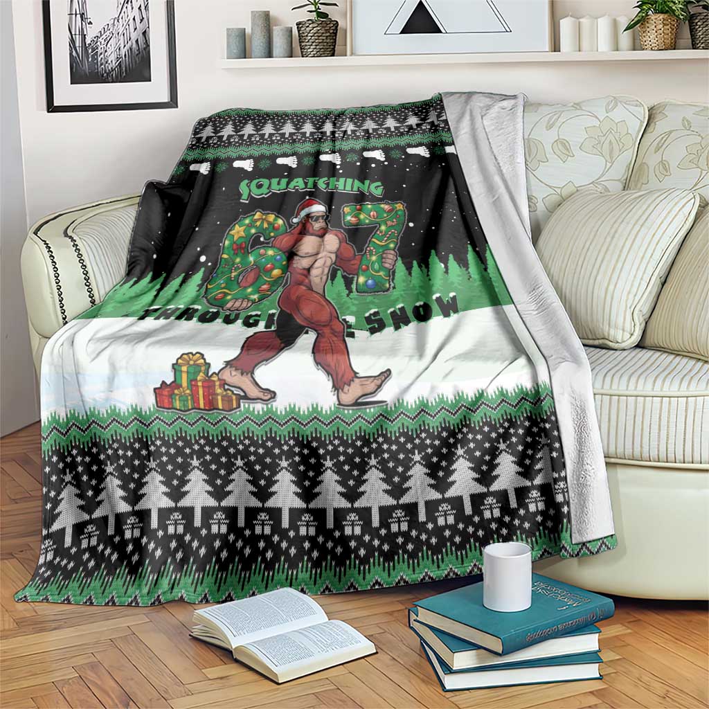 Funny Bigfoot 67 Six Seven Christmas Blanket Squatching Through The Snow - Wonder Print Shop