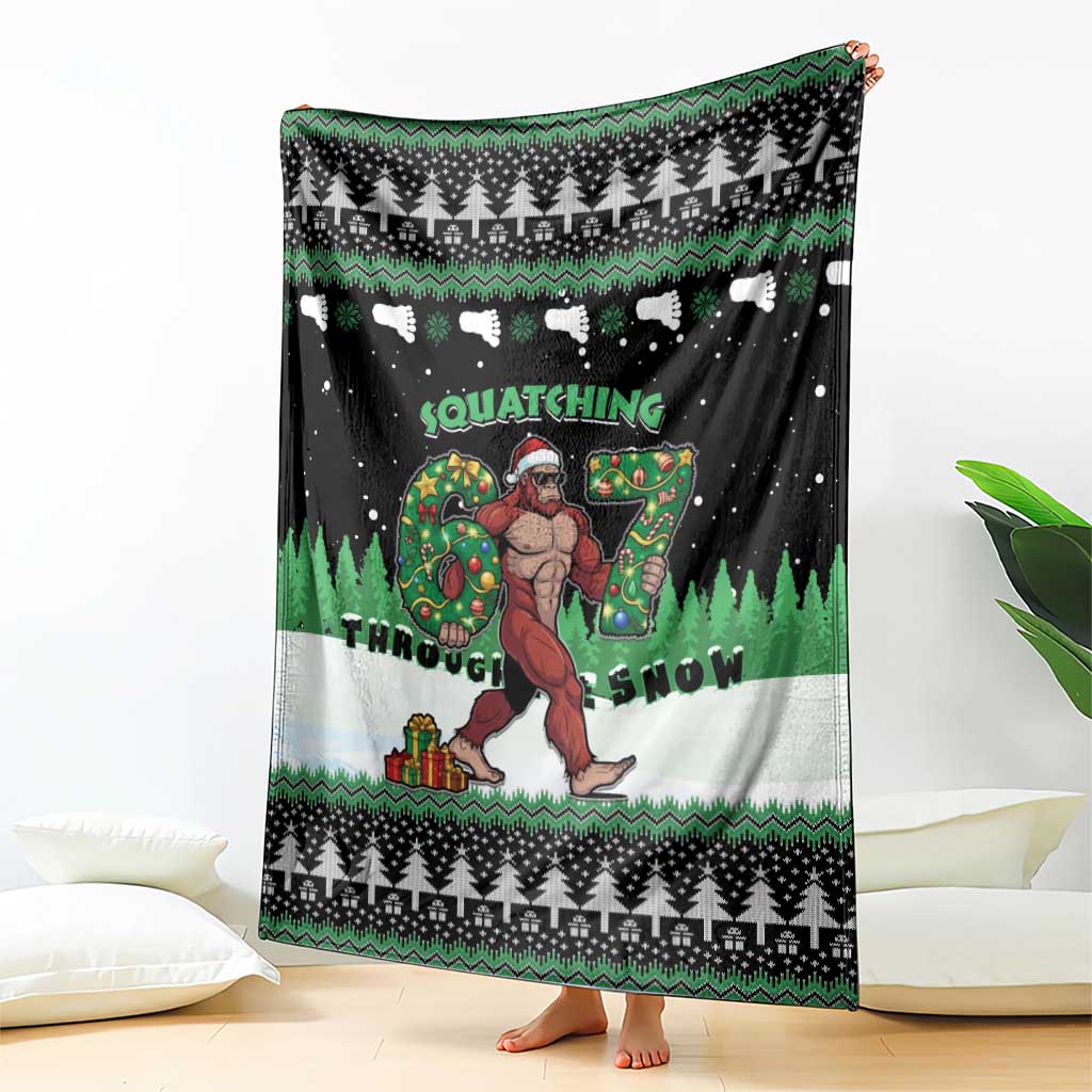Funny Bigfoot 67 Six Seven Christmas Blanket Squatching Through The Snow - Wonder Print Shop