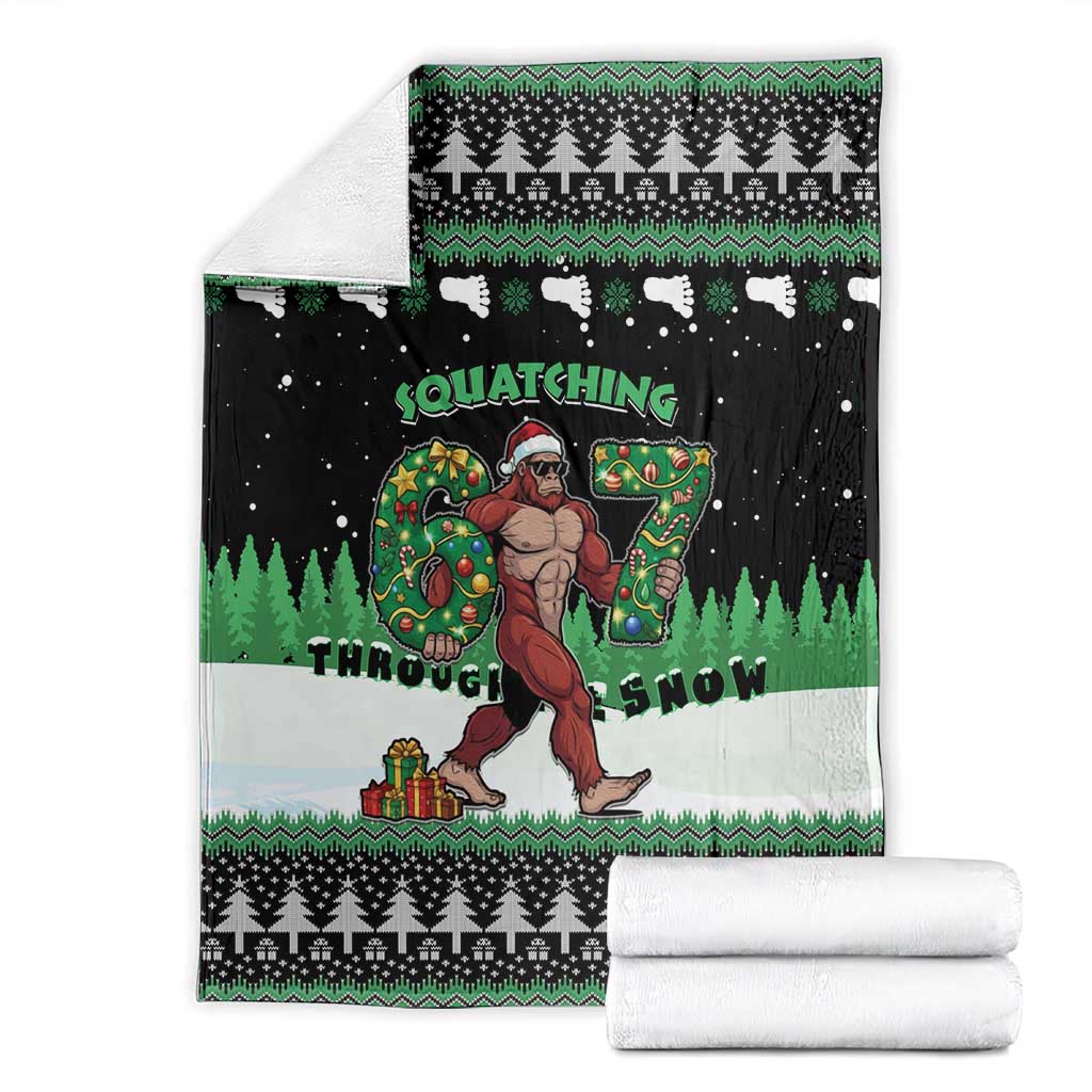 Funny Bigfoot 67 Six Seven Christmas Blanket Squatching Through The Snow - Wonder Print Shop