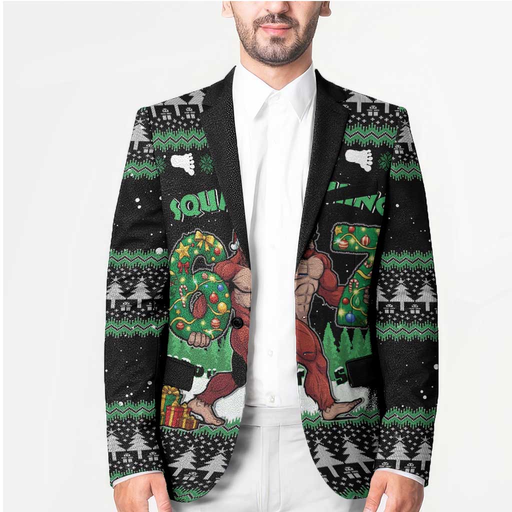 Funny Bigfoot 67 Six Seven Christmas Blazer Squatching Through The Snow - Wonder Print Shop