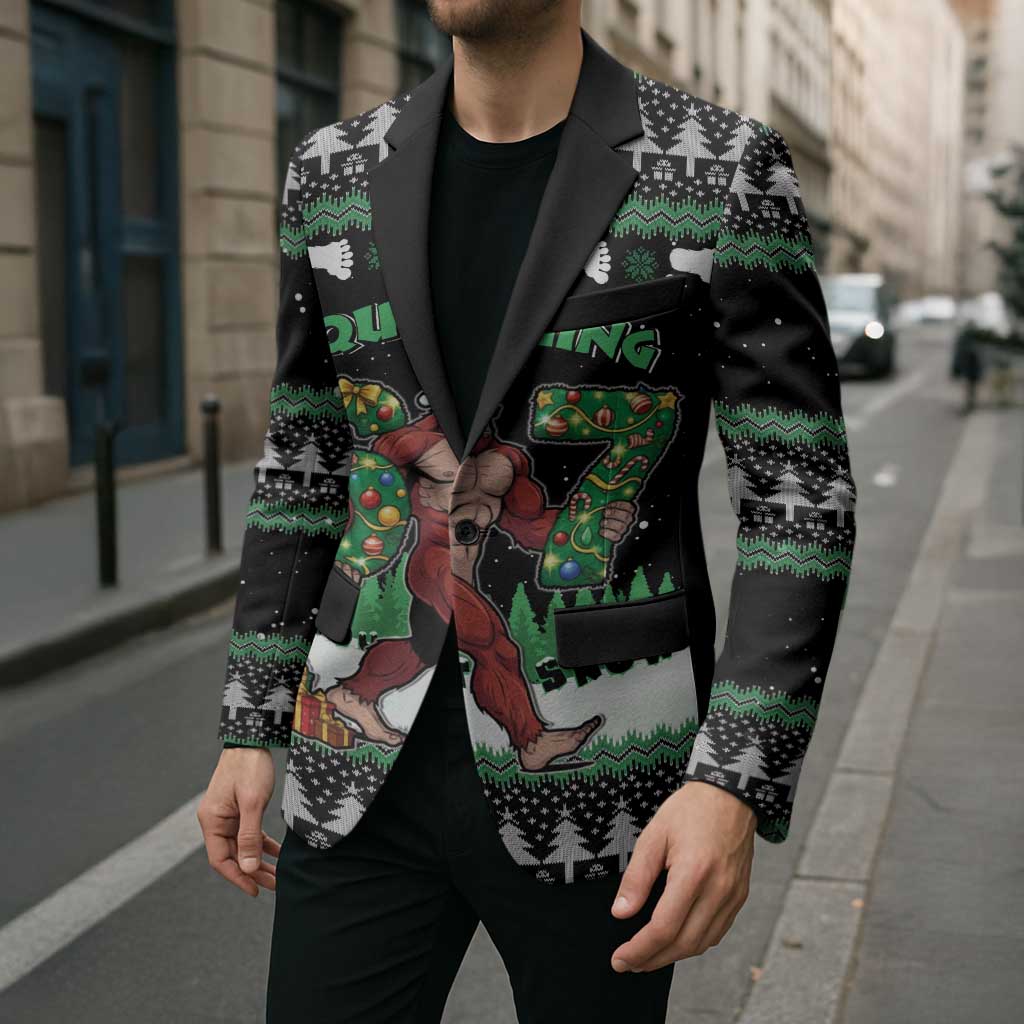 Funny Bigfoot 67 Six Seven Christmas Blazer Squatching Through The Snow - Wonder Print Shop