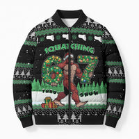 Funny Bigfoot 67 Six Seven Christmas Bomber Puffer Jacket Squatching Through The Snow - Wonder Print Shop