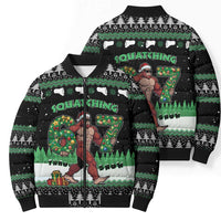 Funny Bigfoot 67 Six Seven Christmas Bomber Puffer Jacket Squatching Through The Snow - Wonder Print Shop
