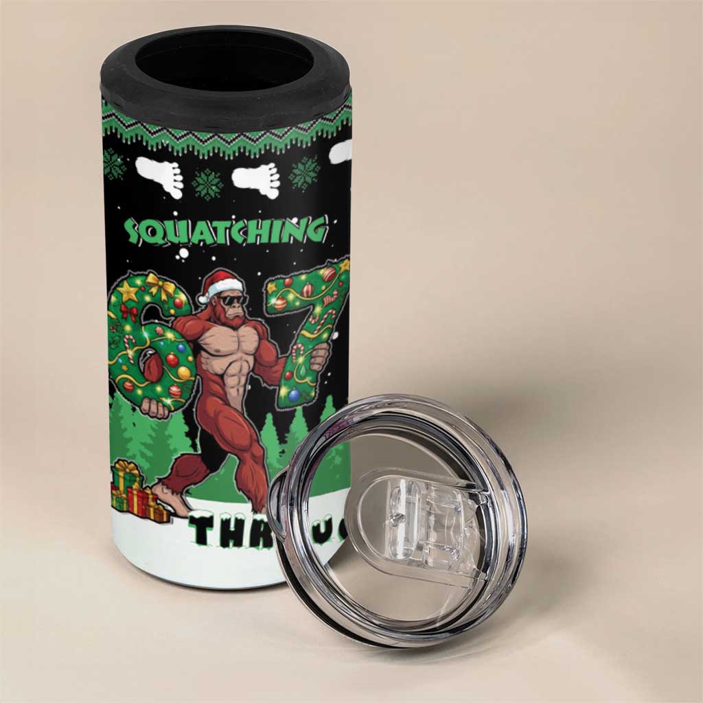 Funny Bigfoot 67 Six Seven Christmas 4 in 1 Can Cooler Tumbler Squatching Through The Snow - Wonder Print Shop