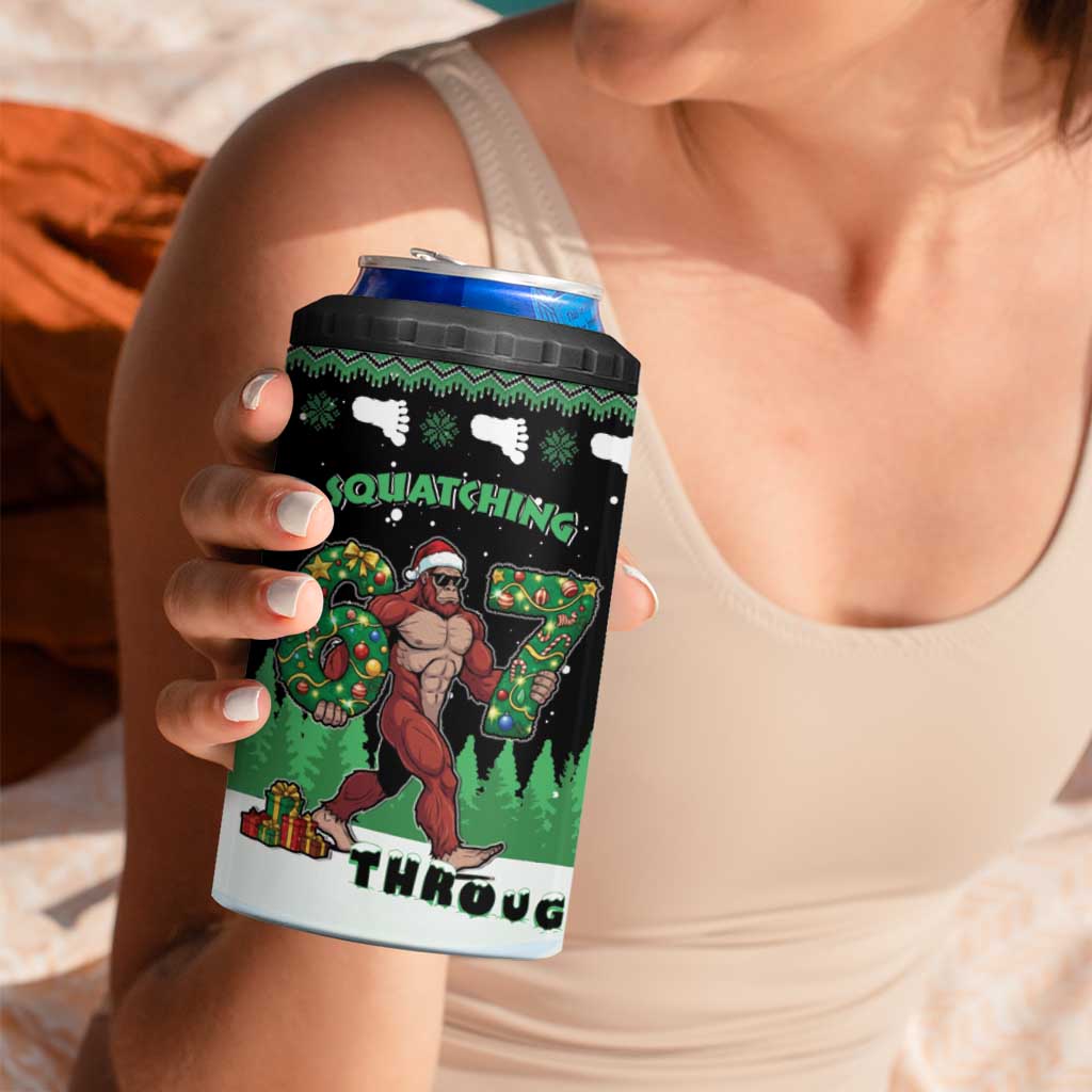 Funny Bigfoot 67 Six Seven Christmas 4 in 1 Can Cooler Tumbler Squatching Through The Snow - Wonder Print Shop