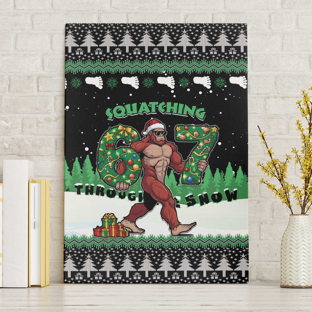 Funny Bigfoot 67 Six Seven Christmas Canvas Wall Art Squatching Through The Snow - Wonder Print Shop