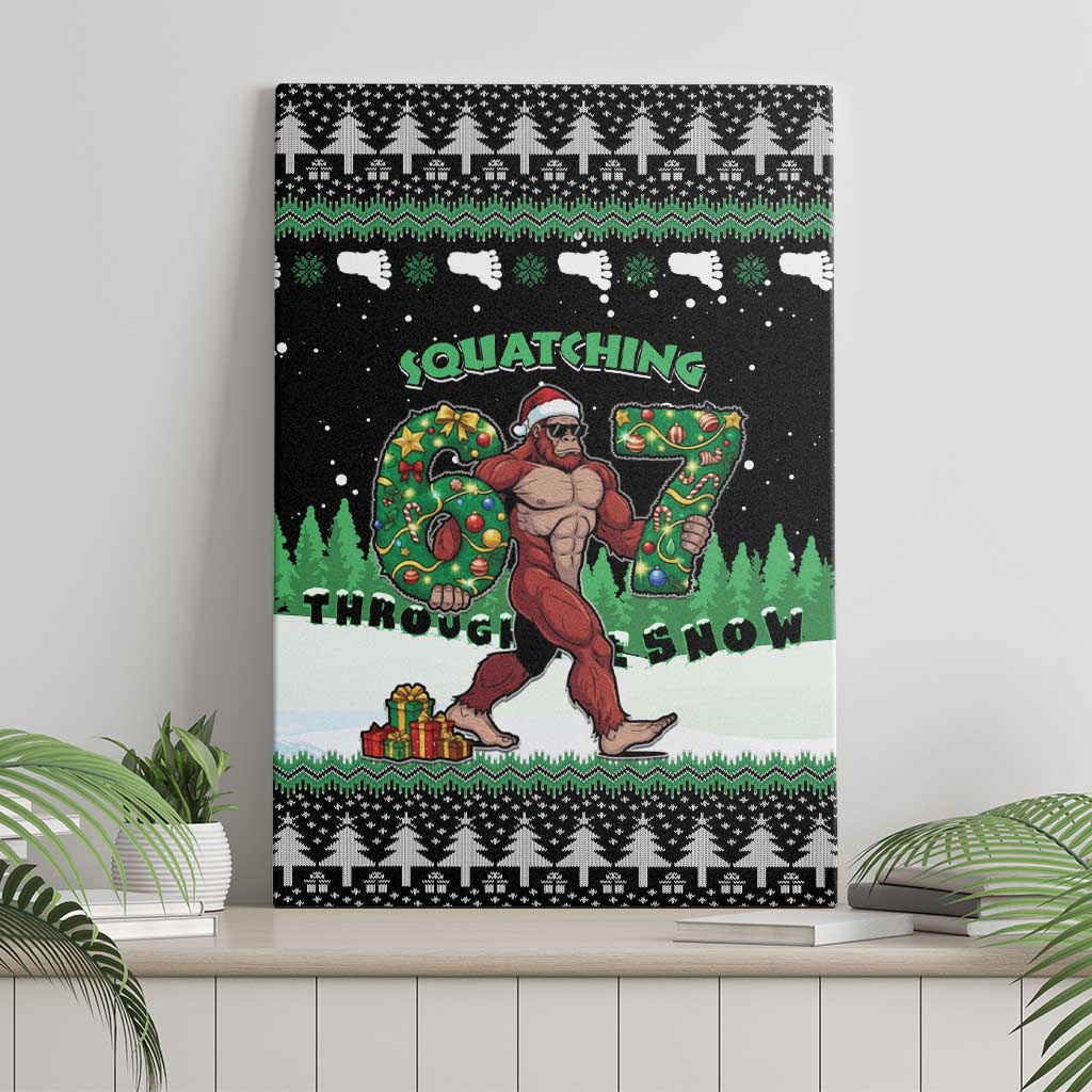 Funny Bigfoot 67 Six Seven Christmas Canvas Wall Art Squatching Through The Snow - Wonder Print Shop